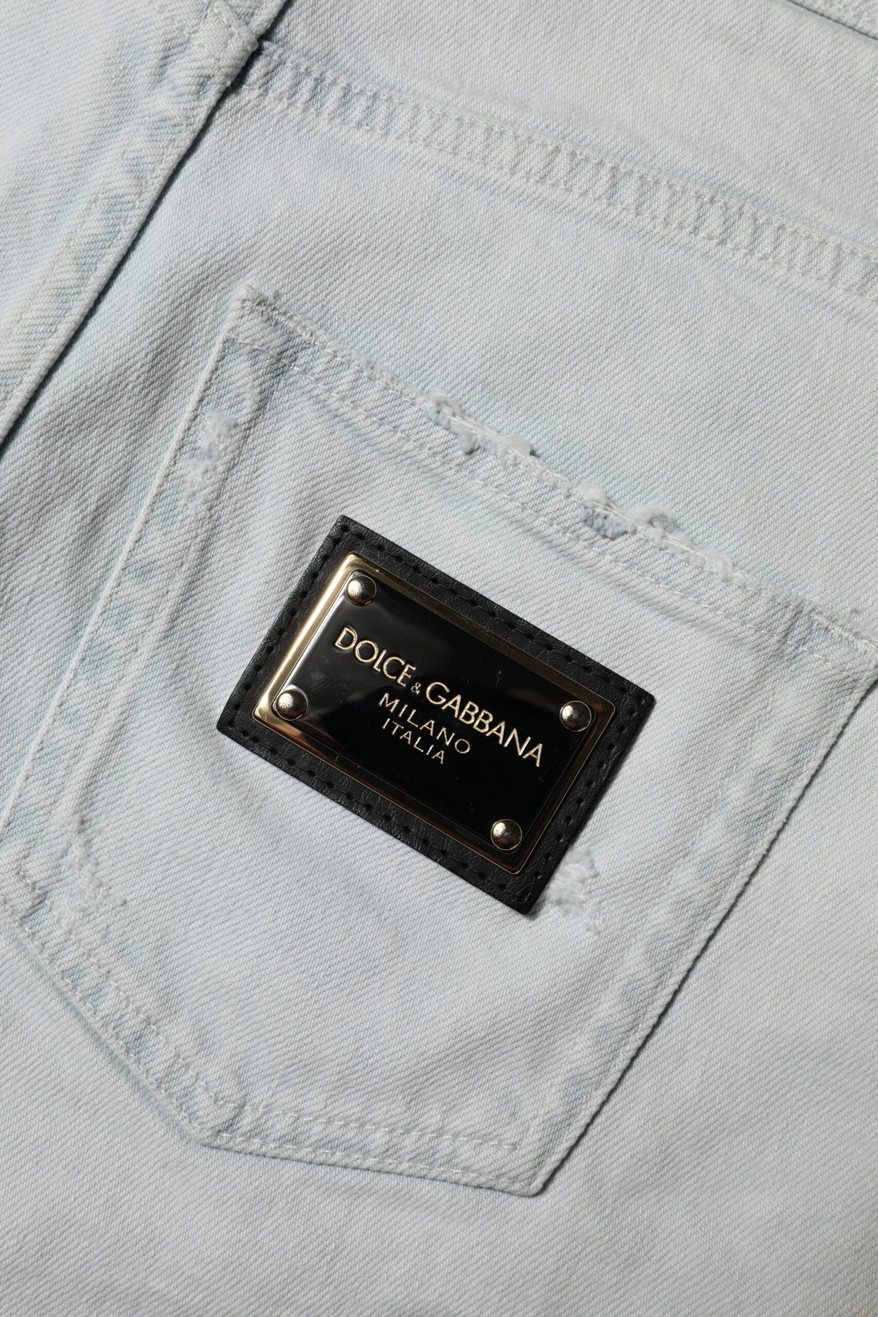 Dolce & Gabbana Light Blue Washed Denim Cotton Hot Pants Shorts - IT40|S - Short Trousers