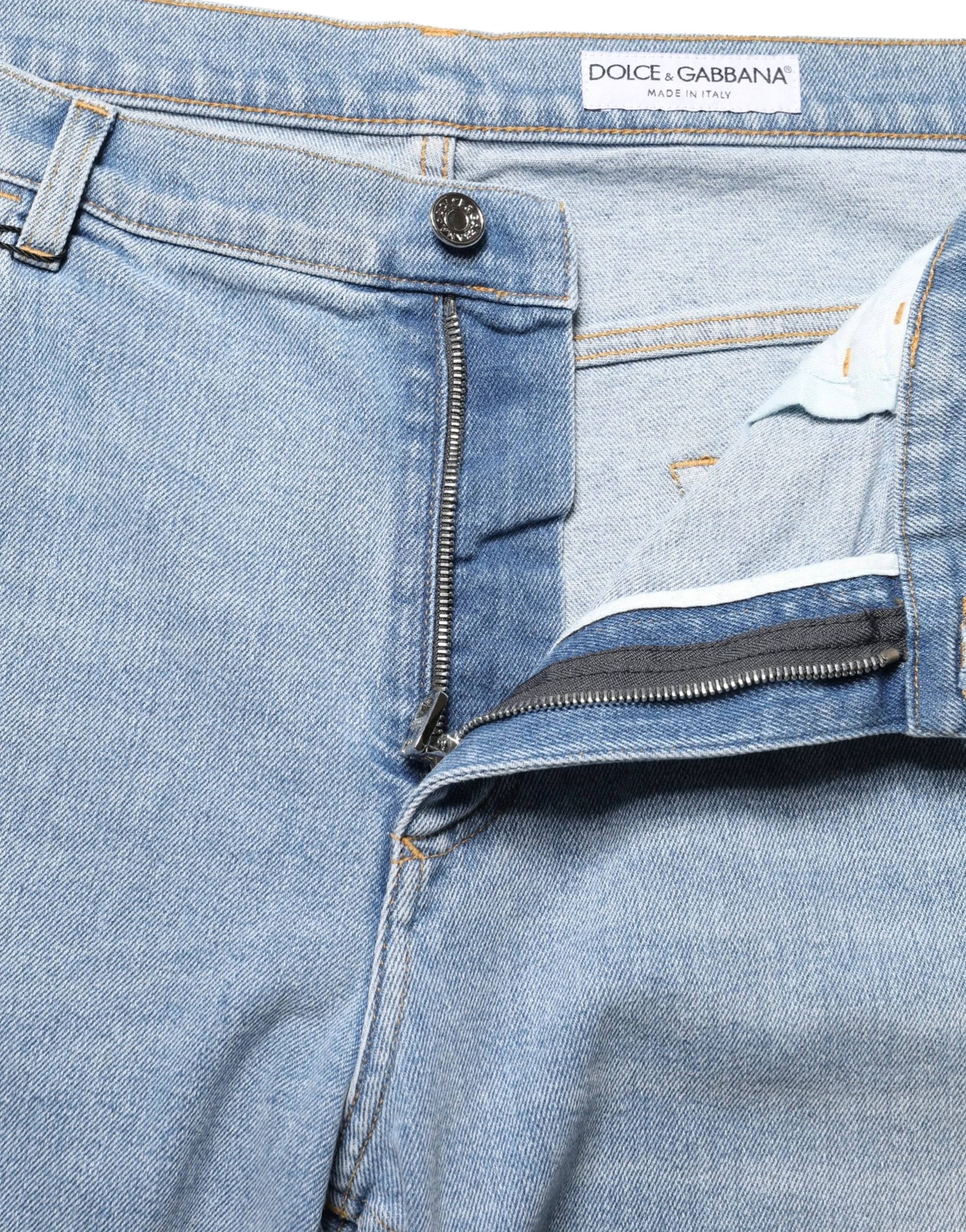 Dolce & Gabbana Light Blue Washed Loose Cotton Denim Jeans - IT52 | XL