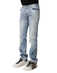 Dolce & Gabbana Light Blue Washed Straight Fit Denim Jeans - IT44 | XS - Jeans