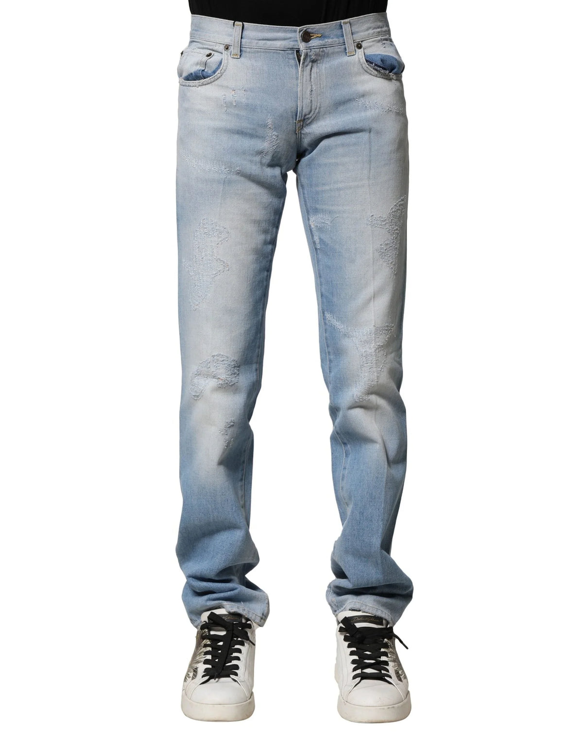 Dolce & Gabbana Light Blue Washed Straight Fit Denim Jeans - IT44 | XS - Jeans