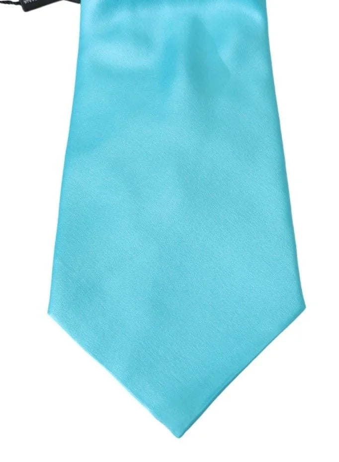 Dolce & Gabbana Light Blue Wide Mens Necktie Accessory 100% Silk Tie - Neckties