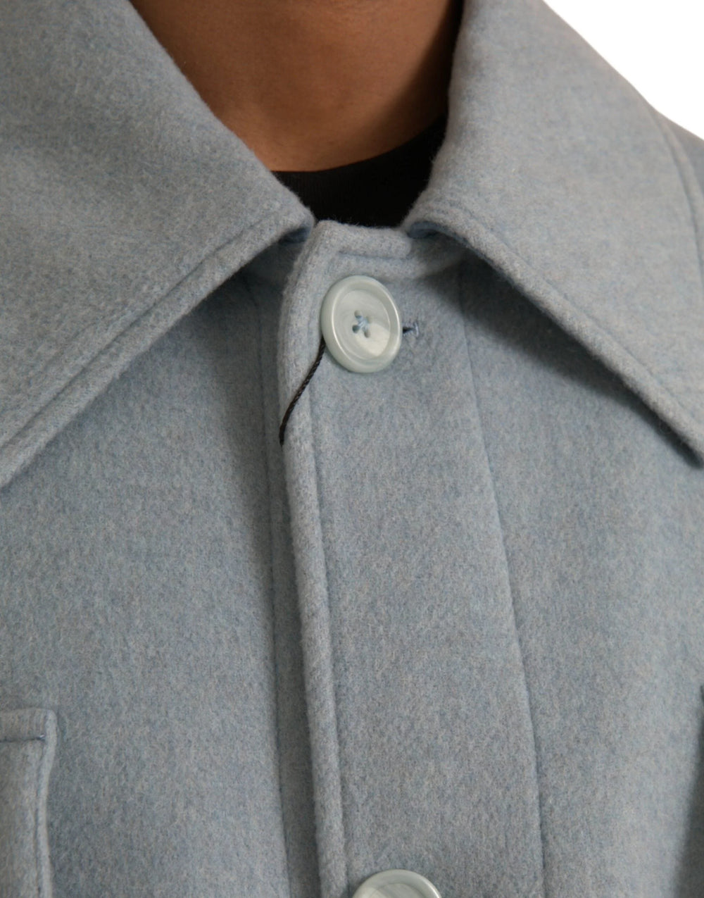Dolce & Gabbana Light Blue Wool Button Trench Coat Jacket - IT52 | XL - Trench Coats