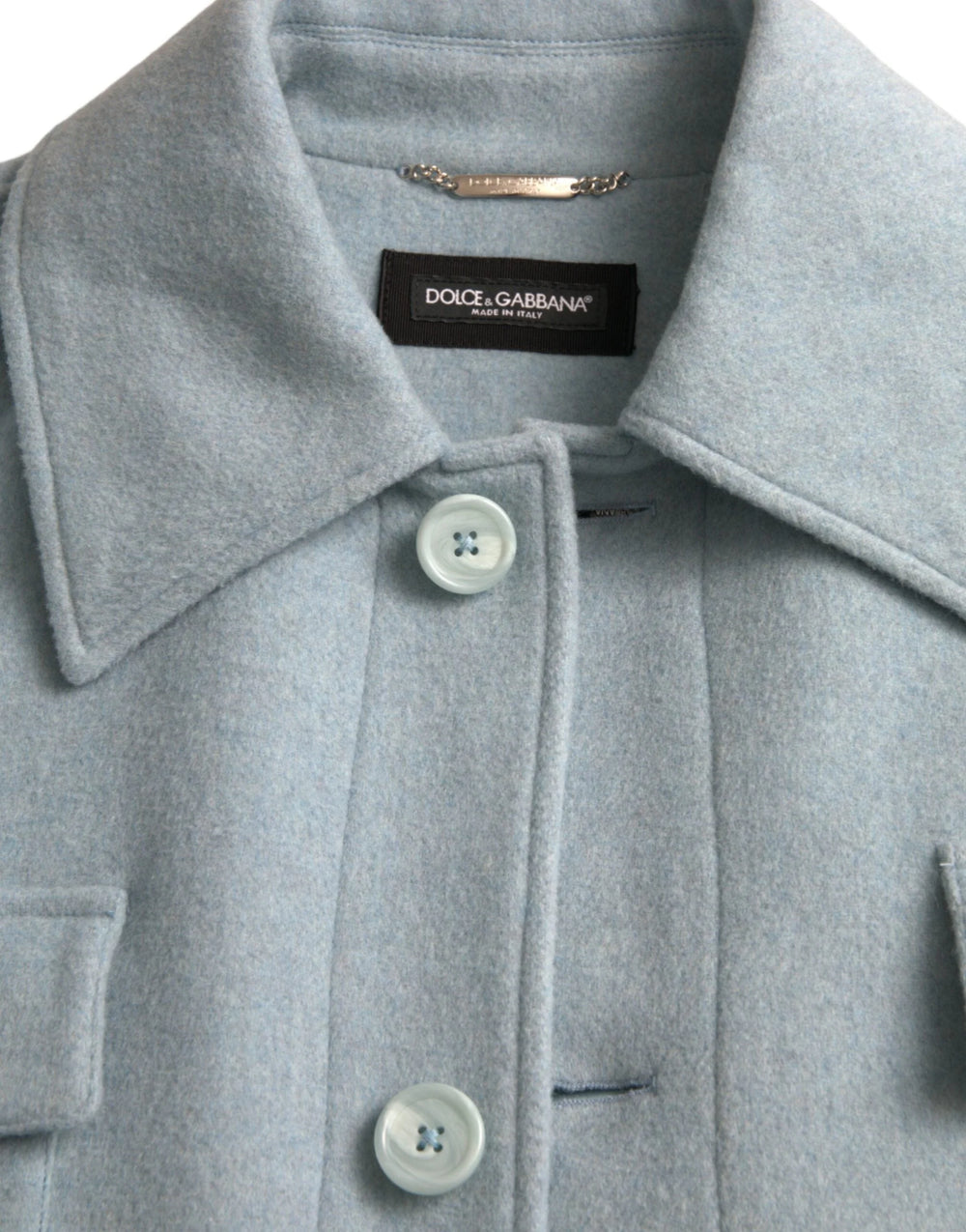Dolce & Gabbana Light Blue Wool Button Trench Coat Jacket - IT52 | XL - Trench Coats