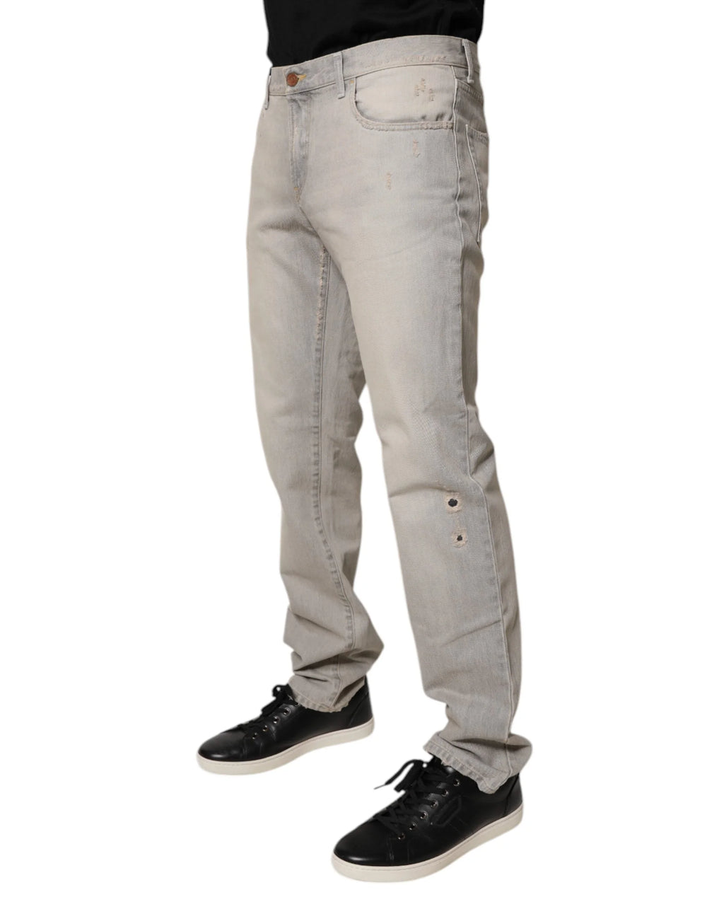 Dolce & Gabbana Light Gray Cotton Skinny Denim Jeans - Jeans