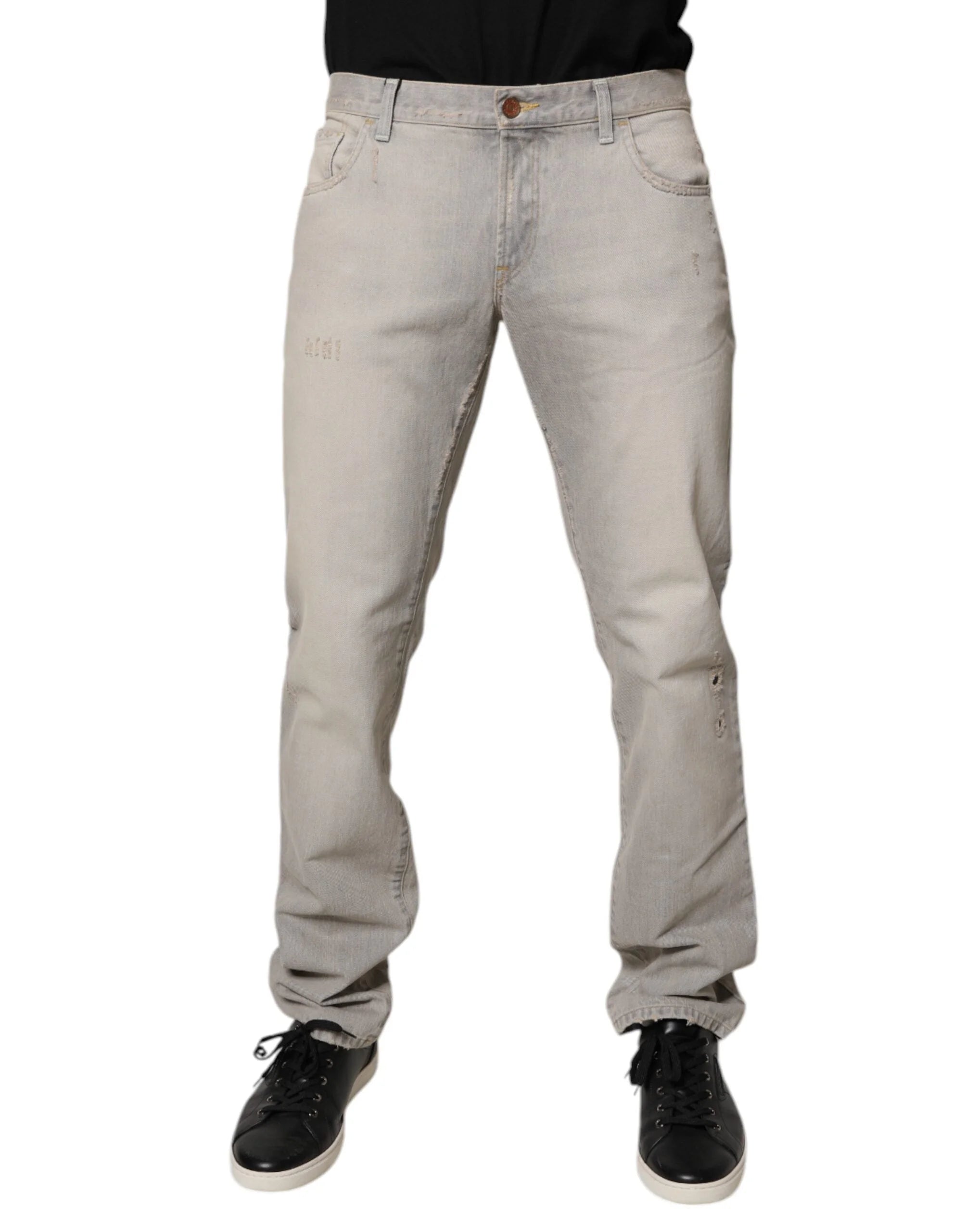 Dolce & Gabbana Light Gray Cotton Skinny Denim Jeans - Jeans