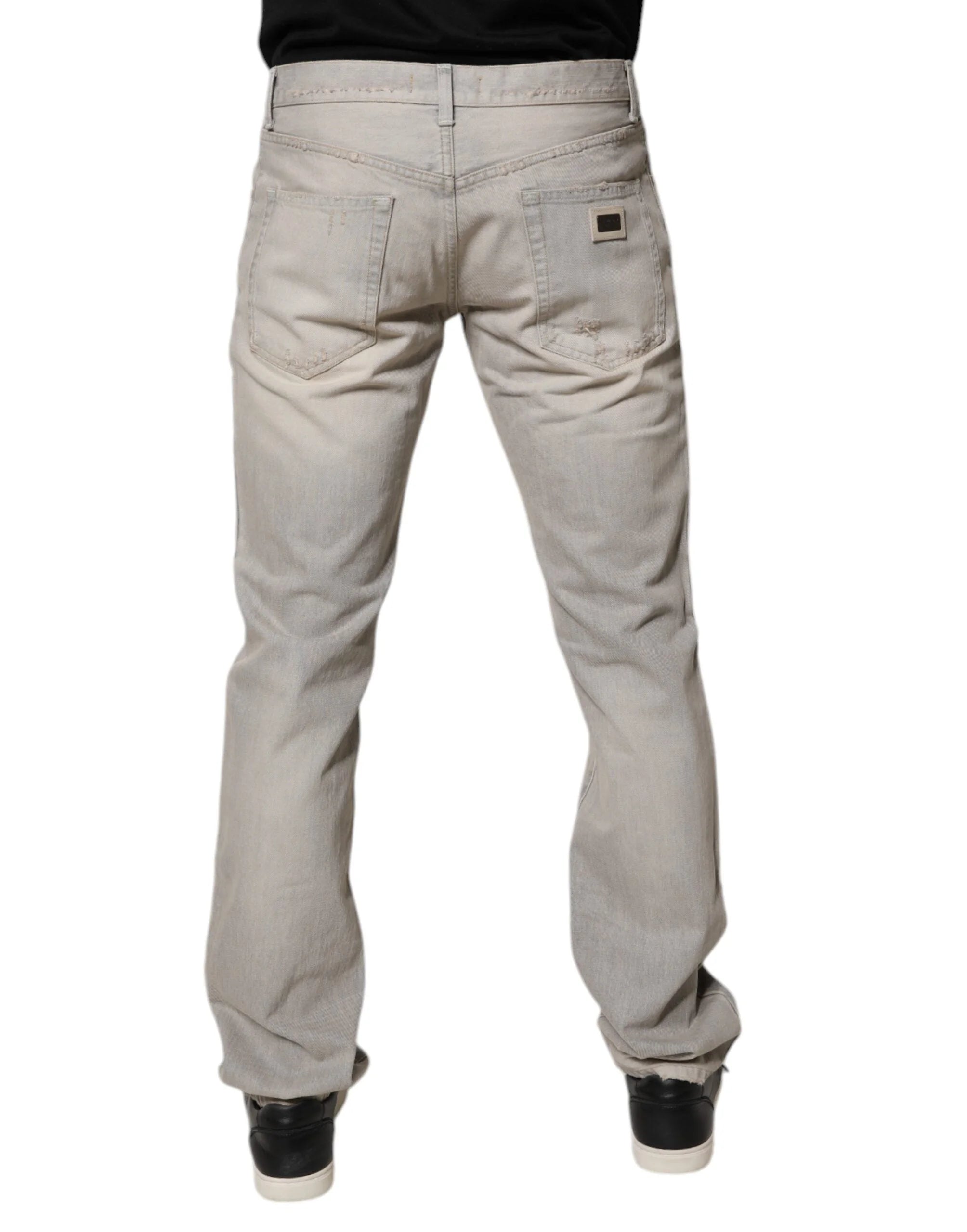 Dolce & Gabbana Light Gray Cotton Skinny Denim Jeans - Jeans
