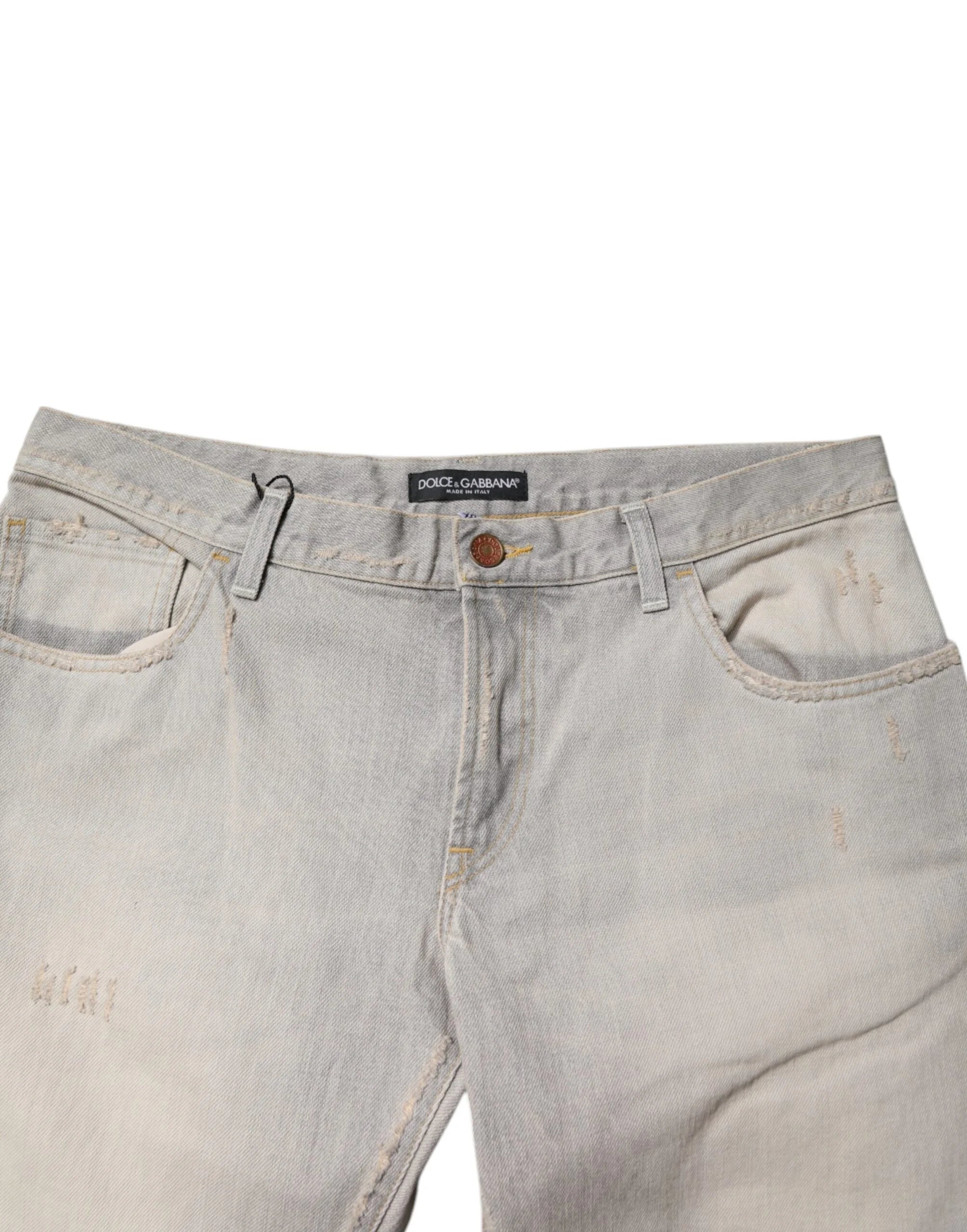 Dolce & Gabbana Light Gray Cotton Skinny Denim Jeans - Jeans