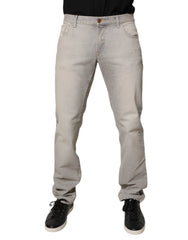 Dolce & Gabbana Light Gray Cotton Skinny Denim Jeans - Jeans
