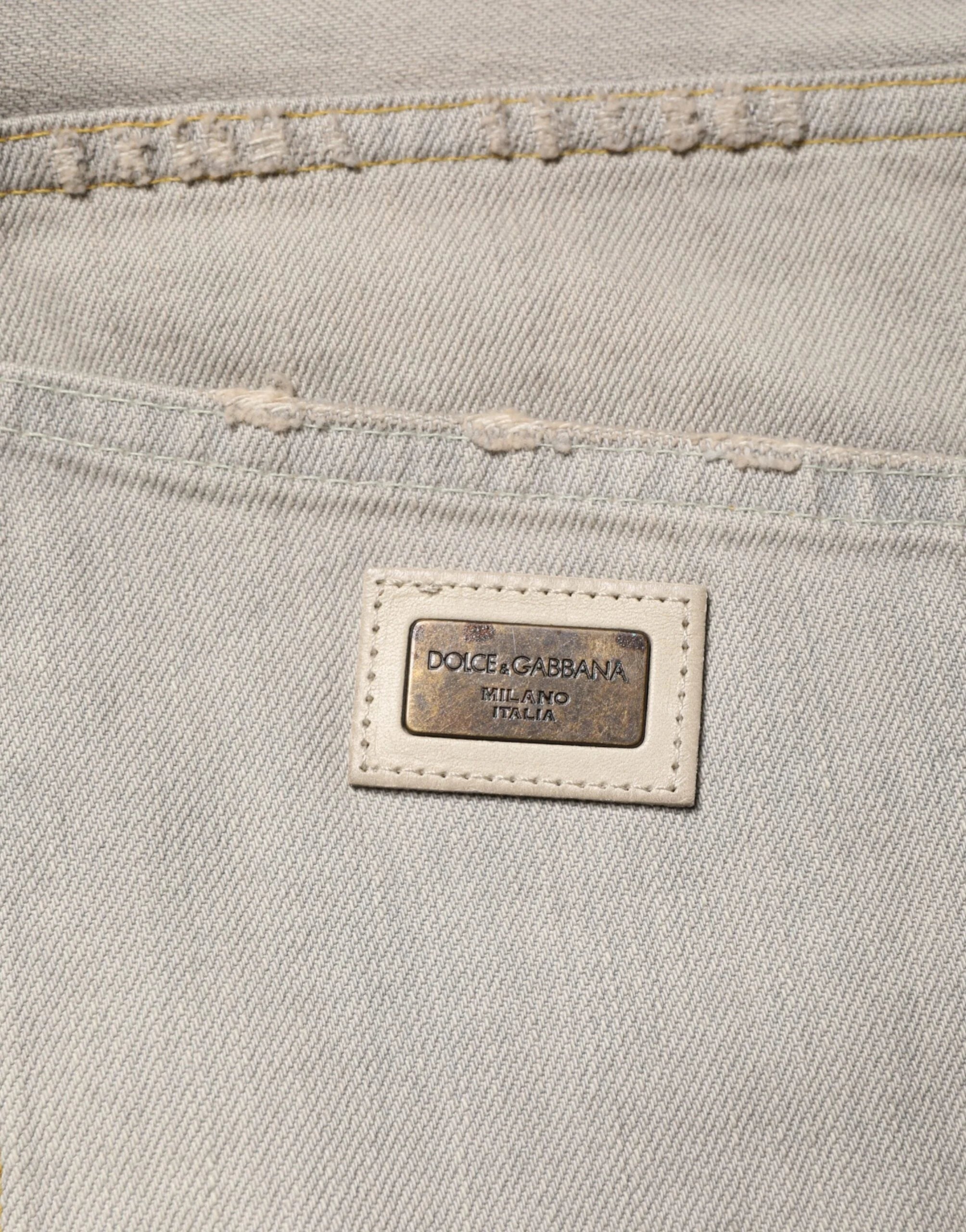 Dolce & Gabbana Light Gray Cotton Straight Denim Trouser Jeans