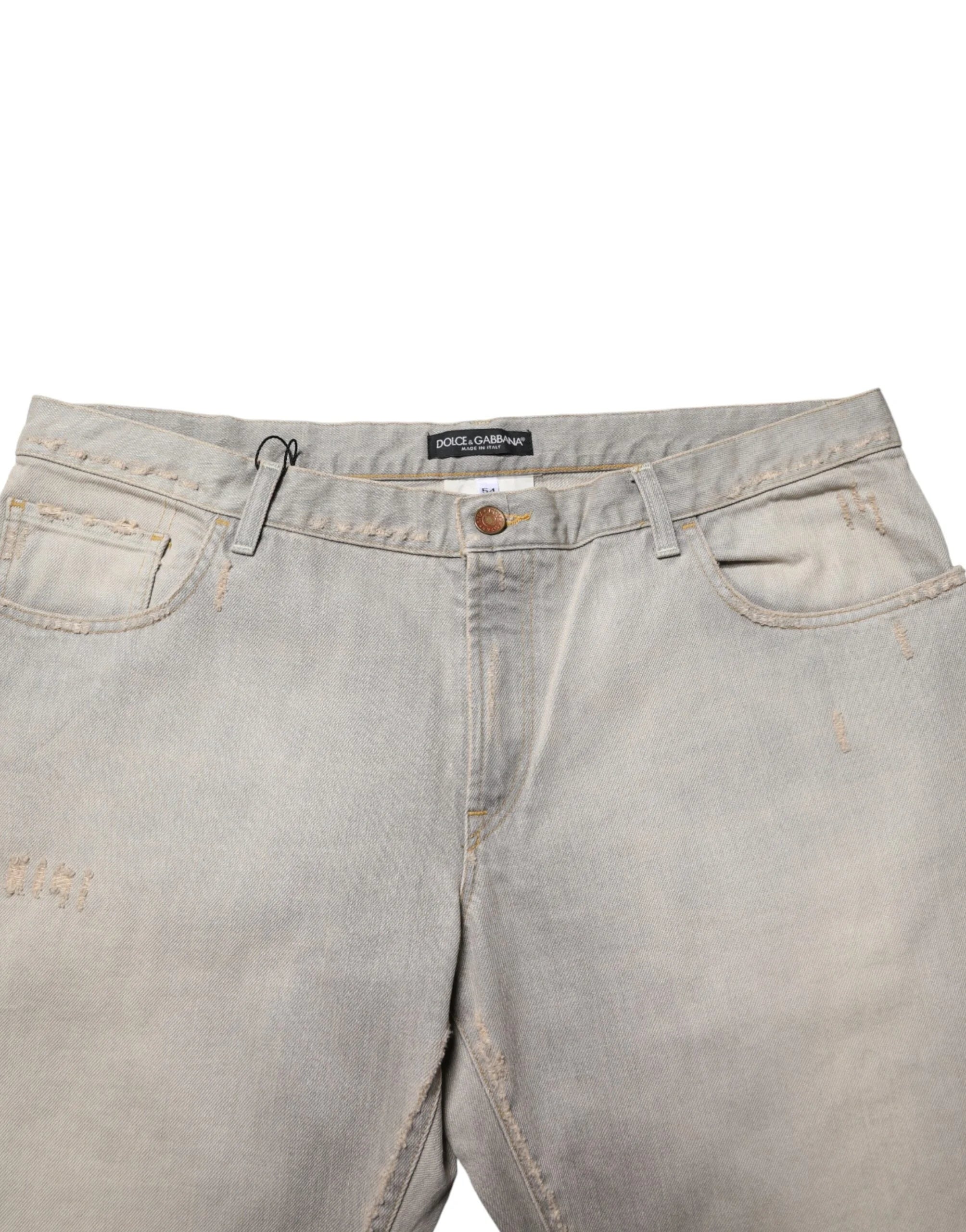 Dolce & Gabbana Light Gray Cotton Straight Denim Trouser Jeans