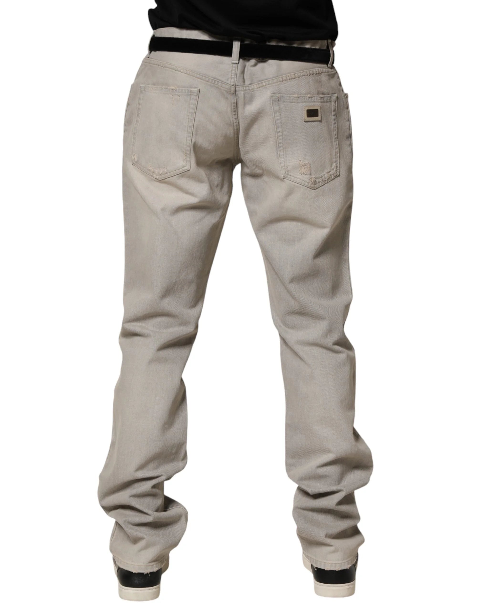 Dolce & Gabbana Light Gray Cotton Straight Denim Trouser Jeans