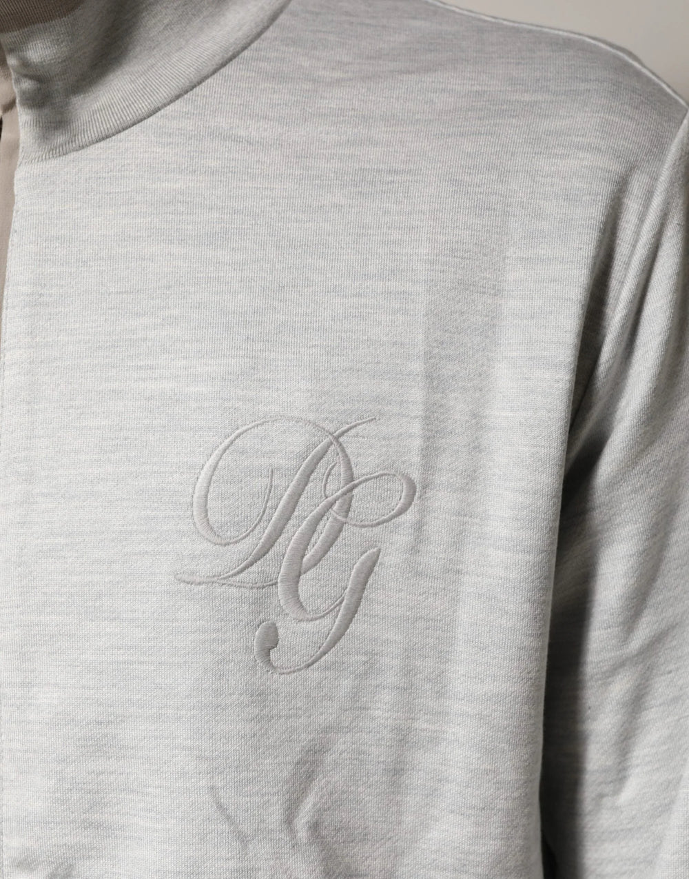 Dolce & Gabbana Light Gray Cotton Zipped Cardigan Sweater - IT54 | XL