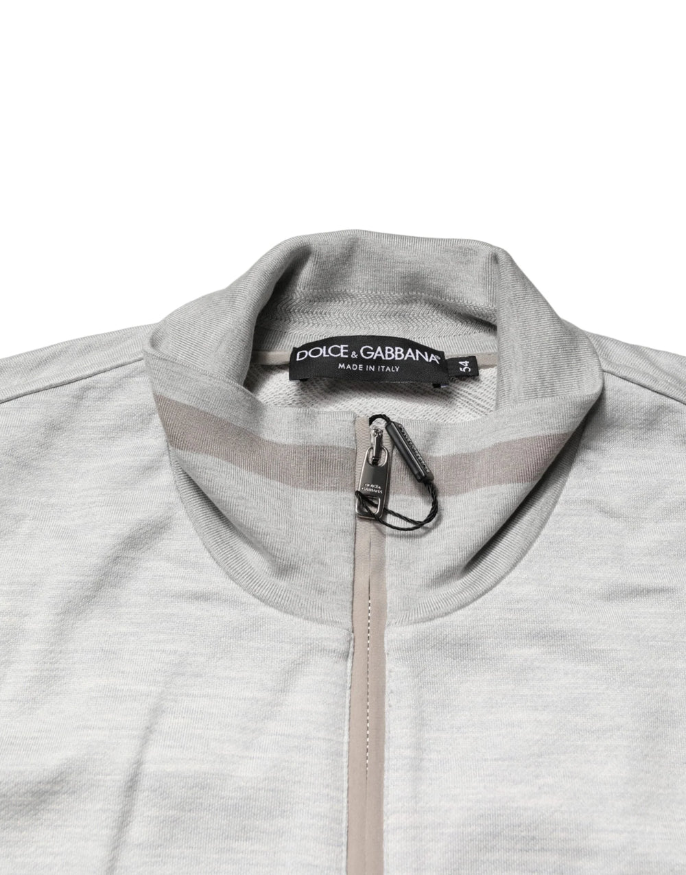 Dolce & Gabbana Light Gray Cotton Zipped Cardigan Sweater - IT54 | XL