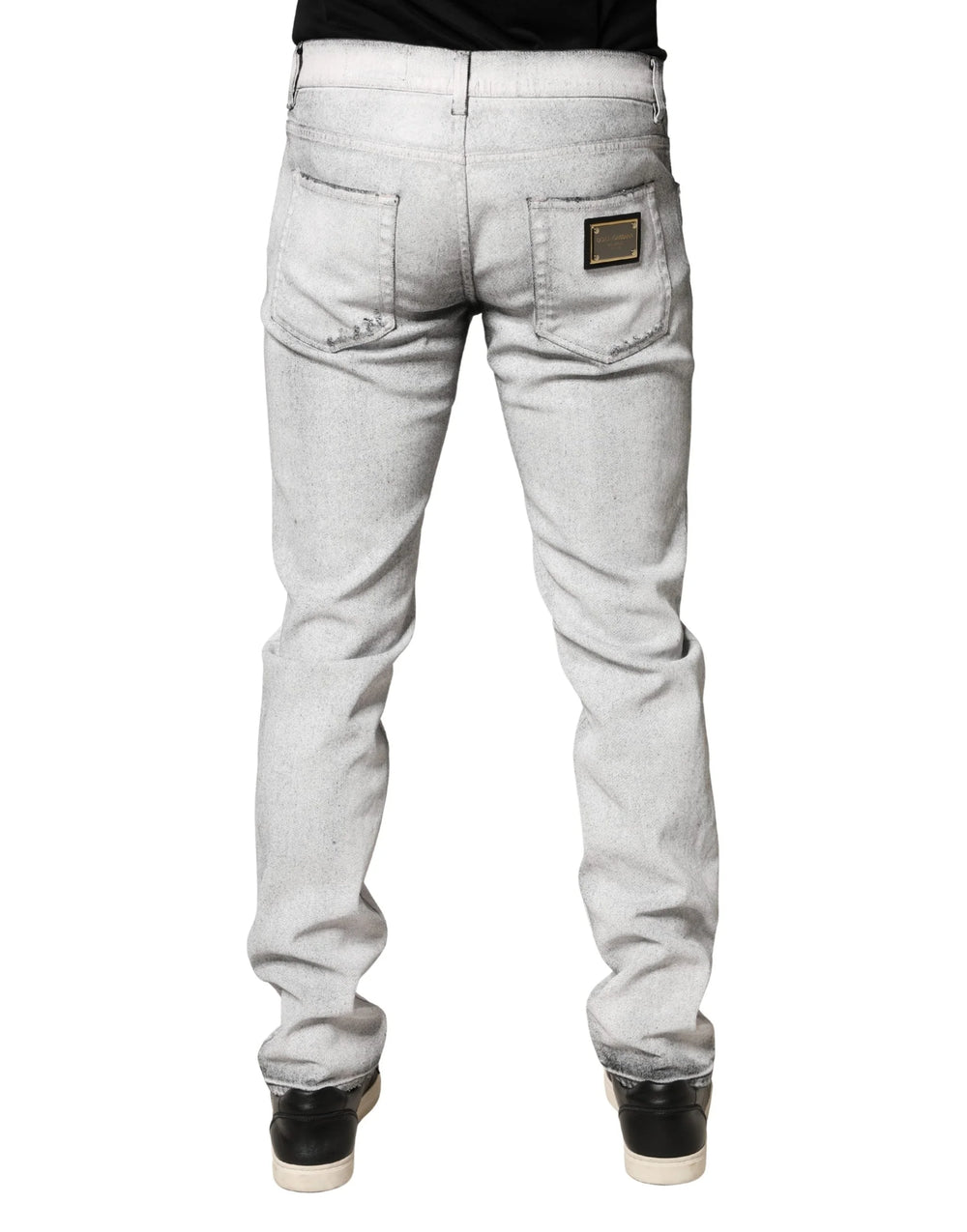 Dolce & Gabbana Light Gray Distressed Skinny Men Denim Jeans - IT48 | M