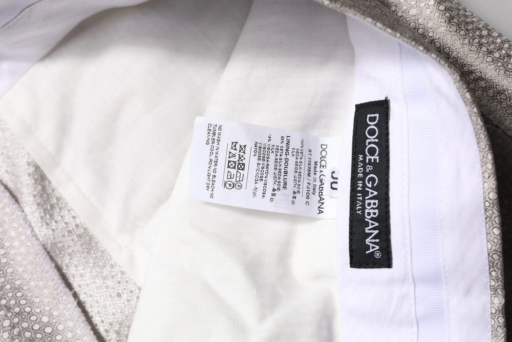 Dolce & Gabbana Light Gray Jacquard Silk Dotted 2 Piece Suit - IT50 | L - Pant Suits