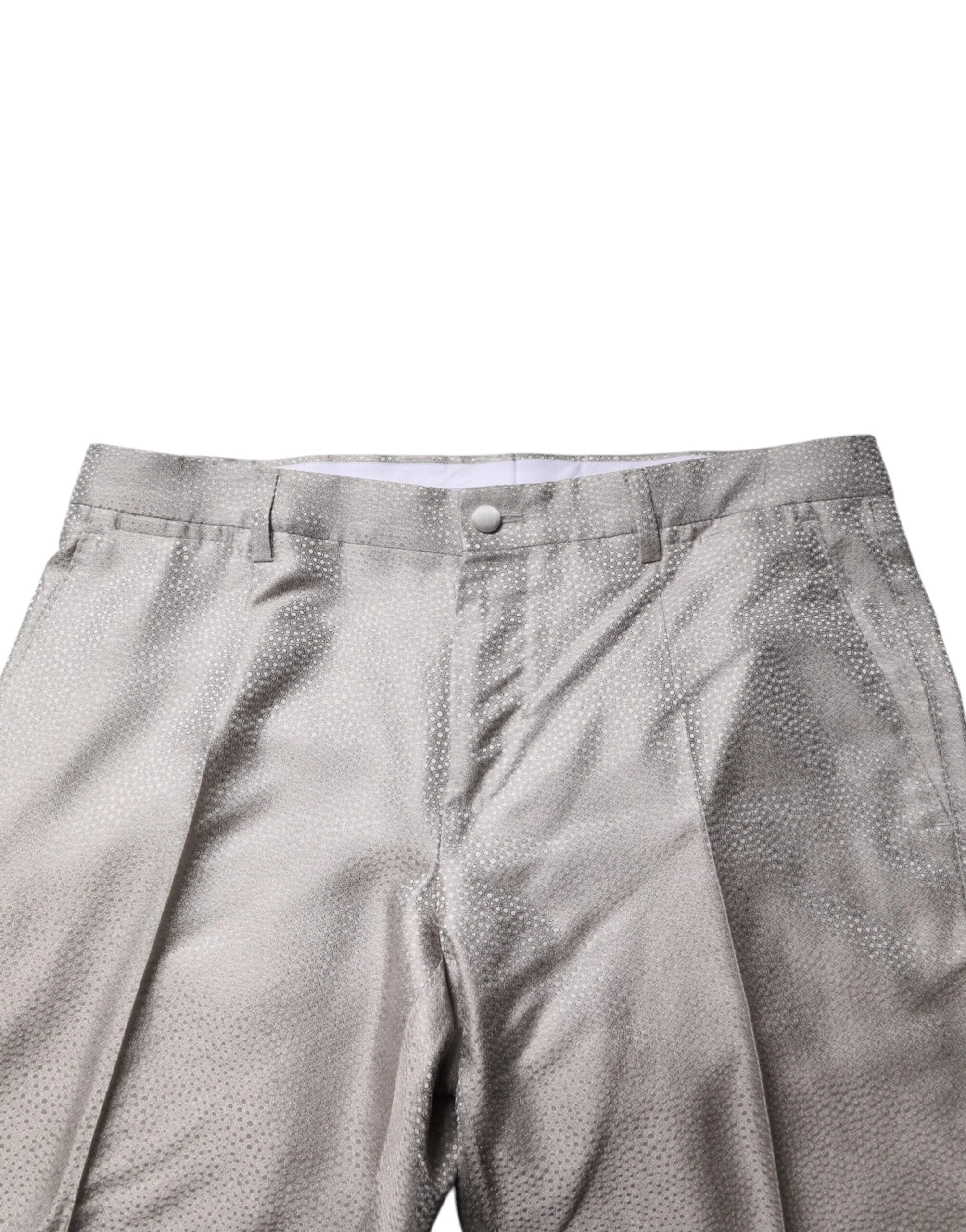 Dolce & Gabbana Light Gray Jacquard Silk Dotted 2 Piece Suit - IT50 | L - Pant Suits