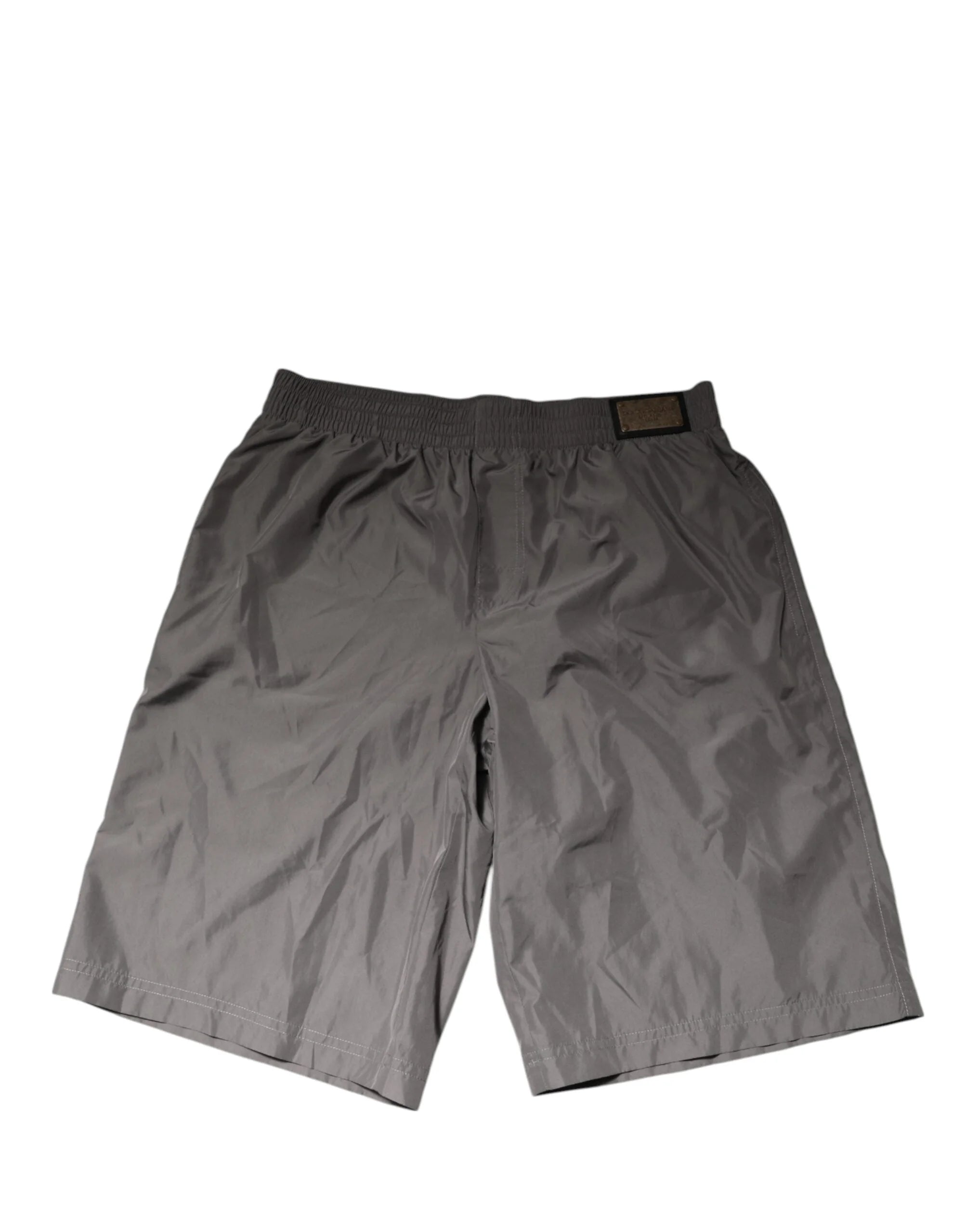 Dolce & Gabbana Light Gray Nylon Elastic Waist Shorts Swimwear - Swim Boxers