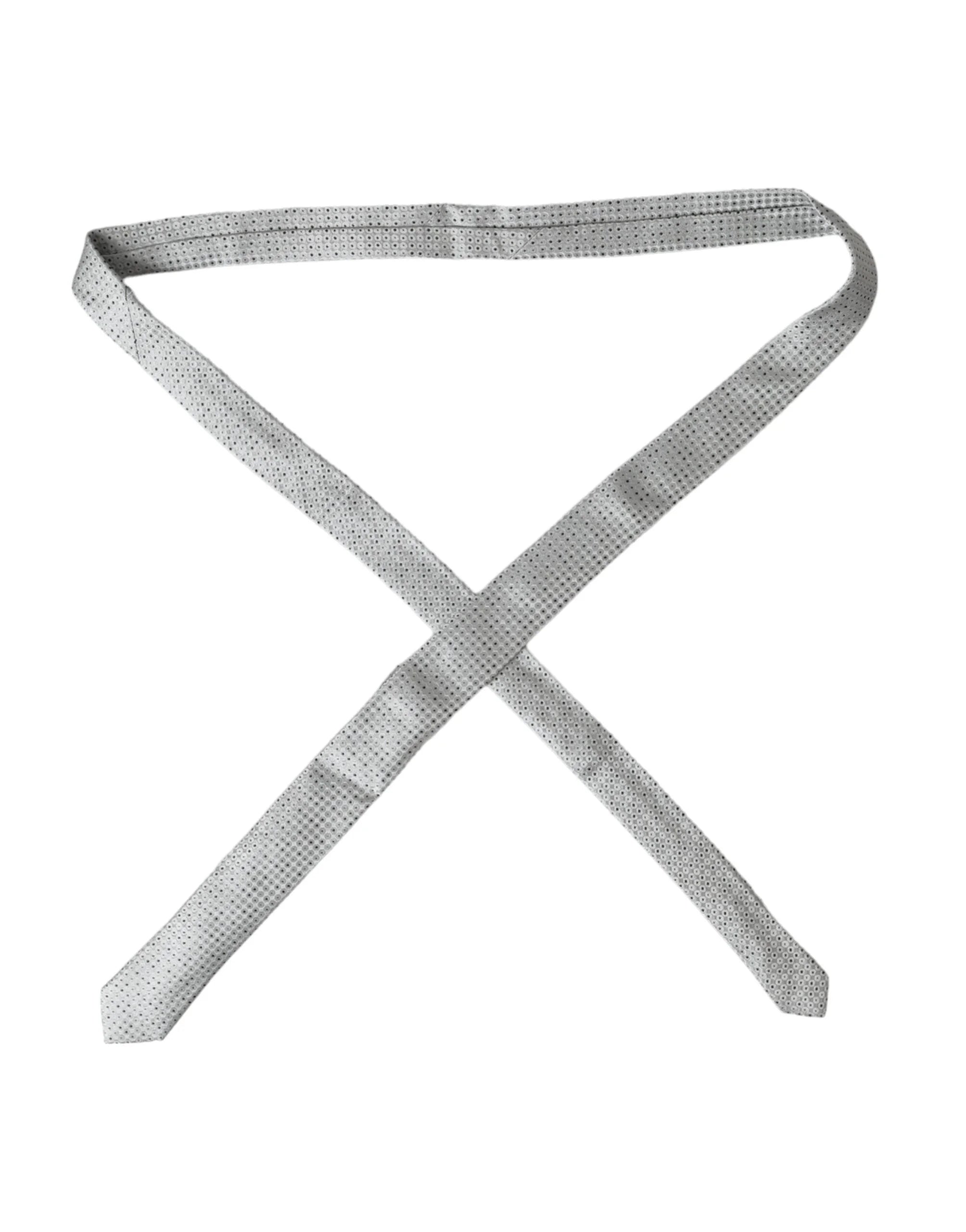 Dolce & Gabbana Light Gray Polka Dot Silk Adjustable Men Tie - Neckties