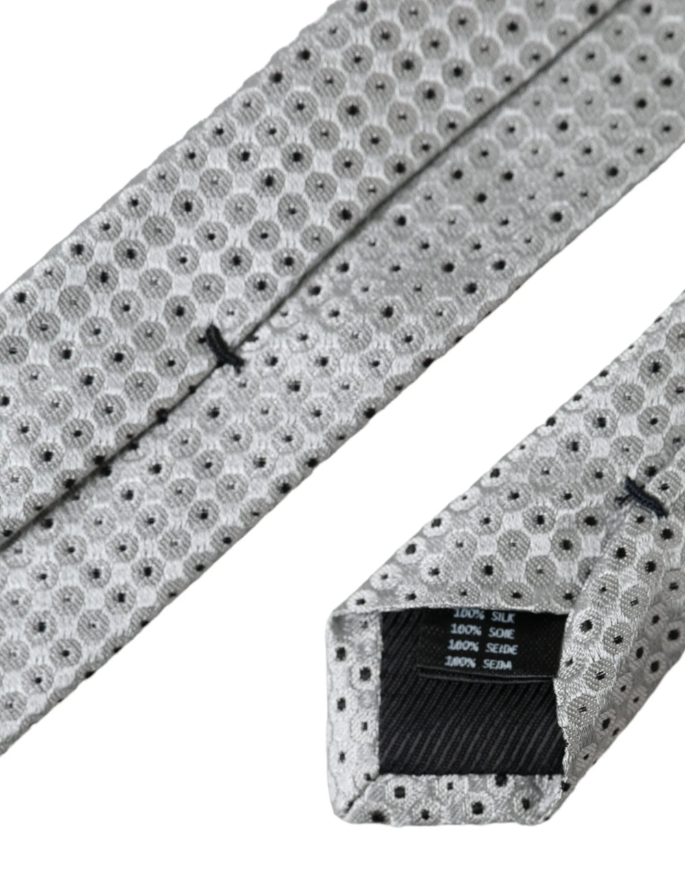 Dolce & Gabbana Light Gray Polka Dot Silk Adjustable Men Tie - Neckties