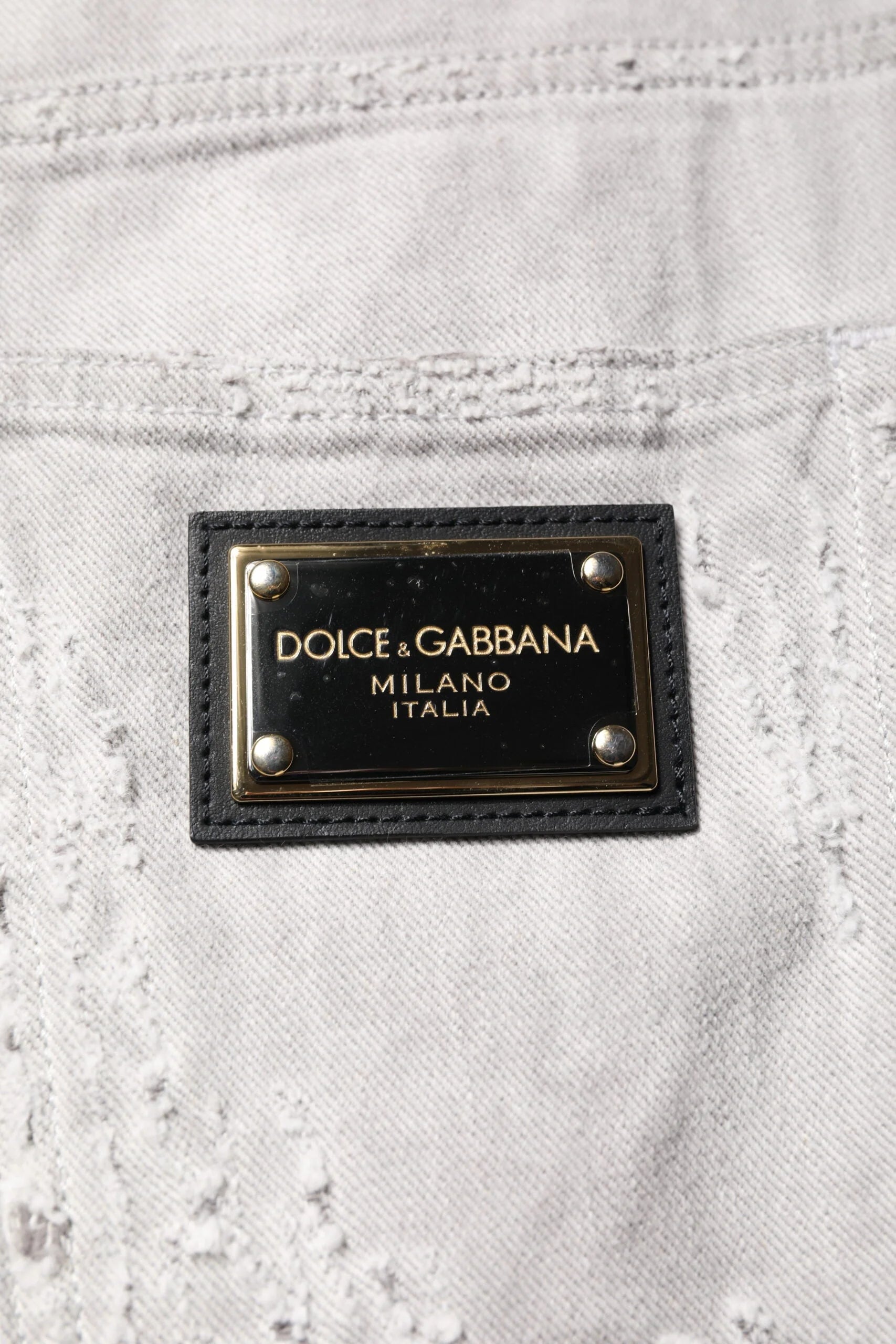 Dolce & Gabbana Light Gray Tattered Men Denim Bermuda Shorts - Bermudas