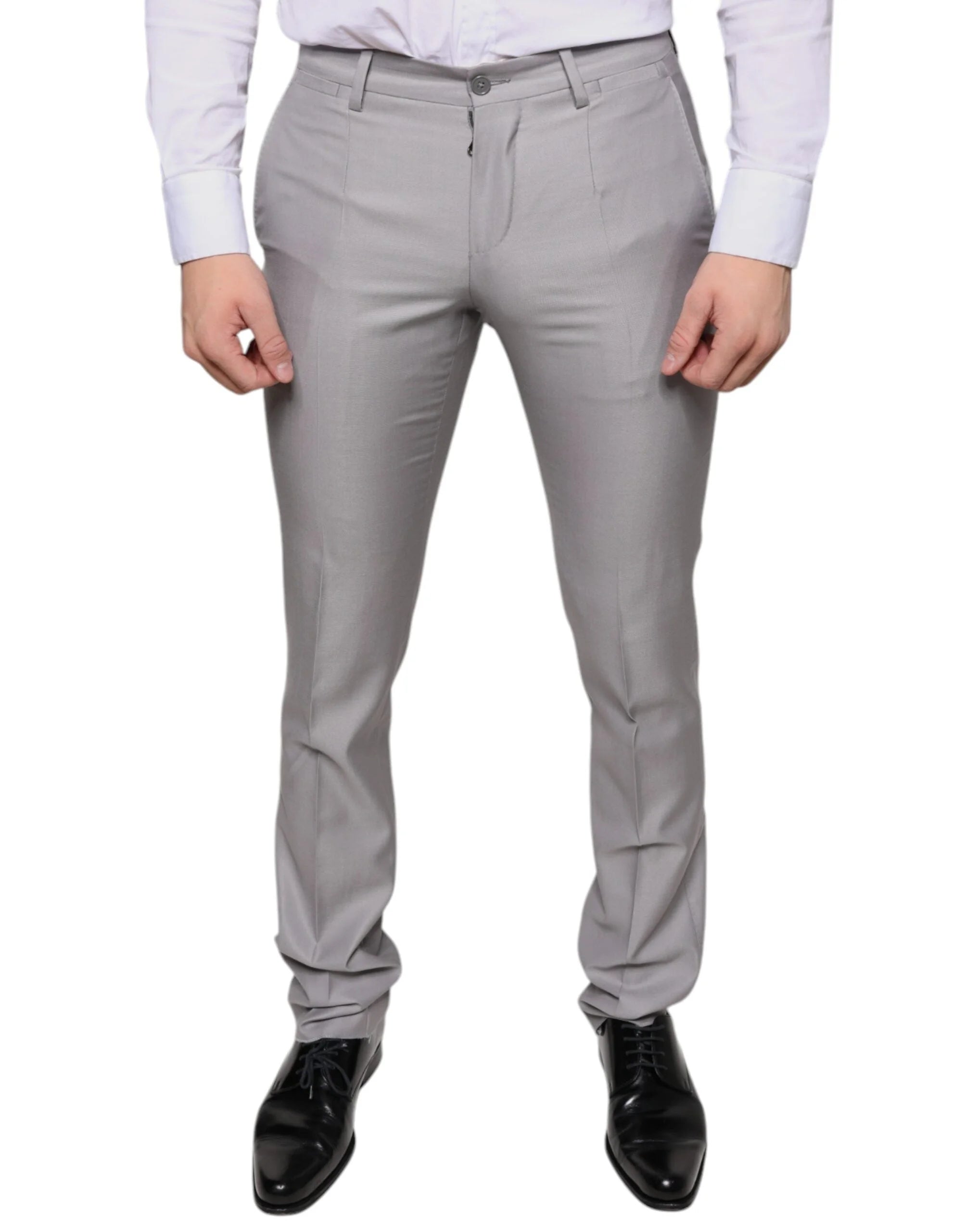 Dolce & Gabbana Light Gray Wool Dress Pants - IT44 | XS - Trousers