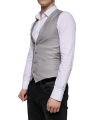 Dolce & Gabbana Light Gray Wool Formal Dress Waistcoat Vest - IT44 | XS - Vests