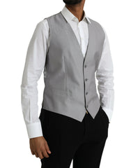 Dolce & Gabbana Light Gray Wool Formal Dress Waistcoat Vest - IT52 | XL - Vests
