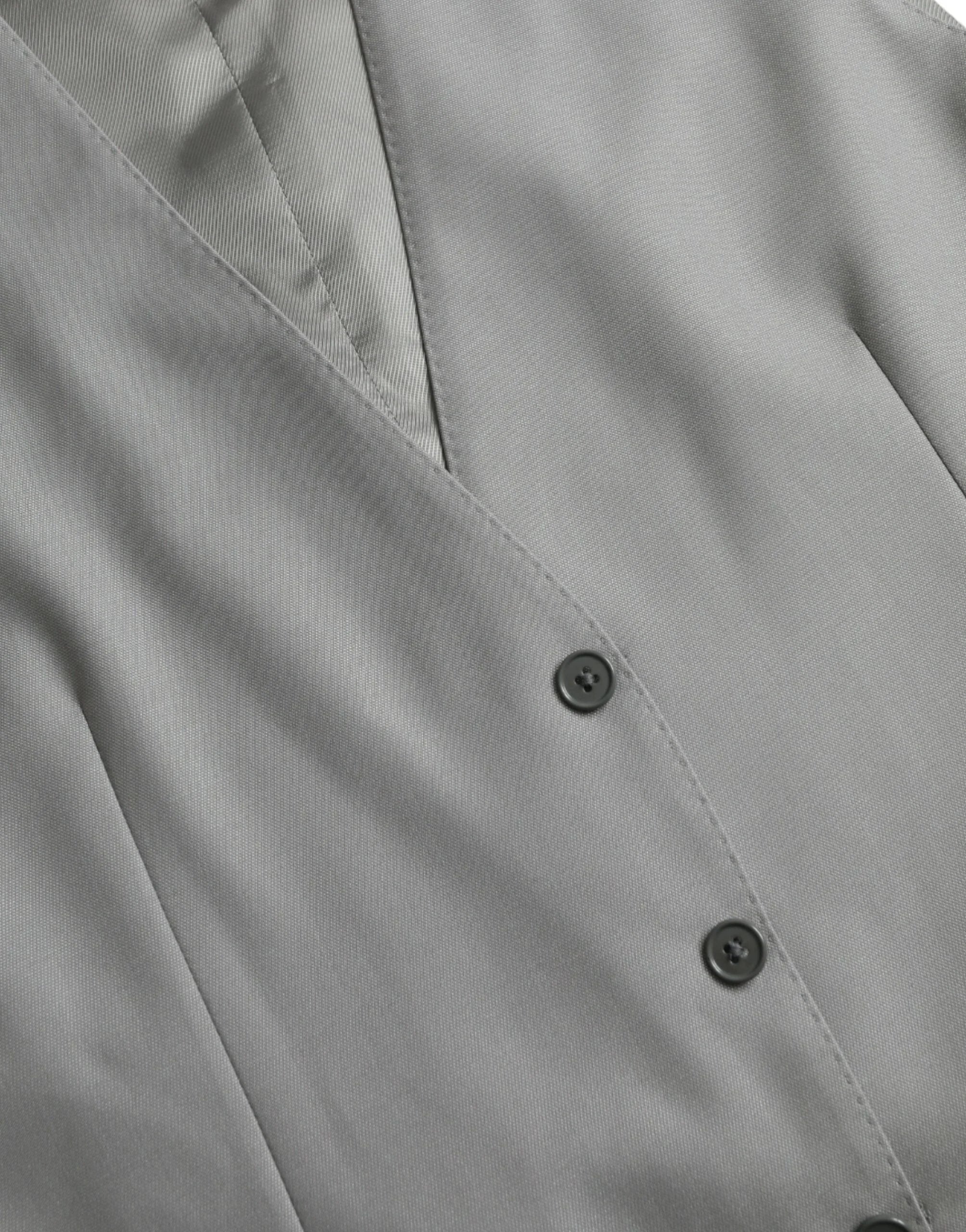 Dolce & Gabbana Light Gray Wool Formal Dress Waistcoat Vest - IT52 | XL - Vests