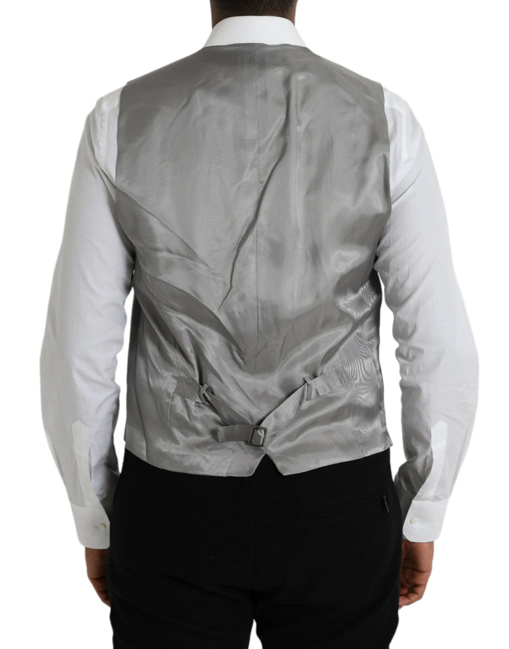 Dolce & Gabbana Light Gray Wool Formal Dress Waistcoat Vest - IT52 | XL - Vests