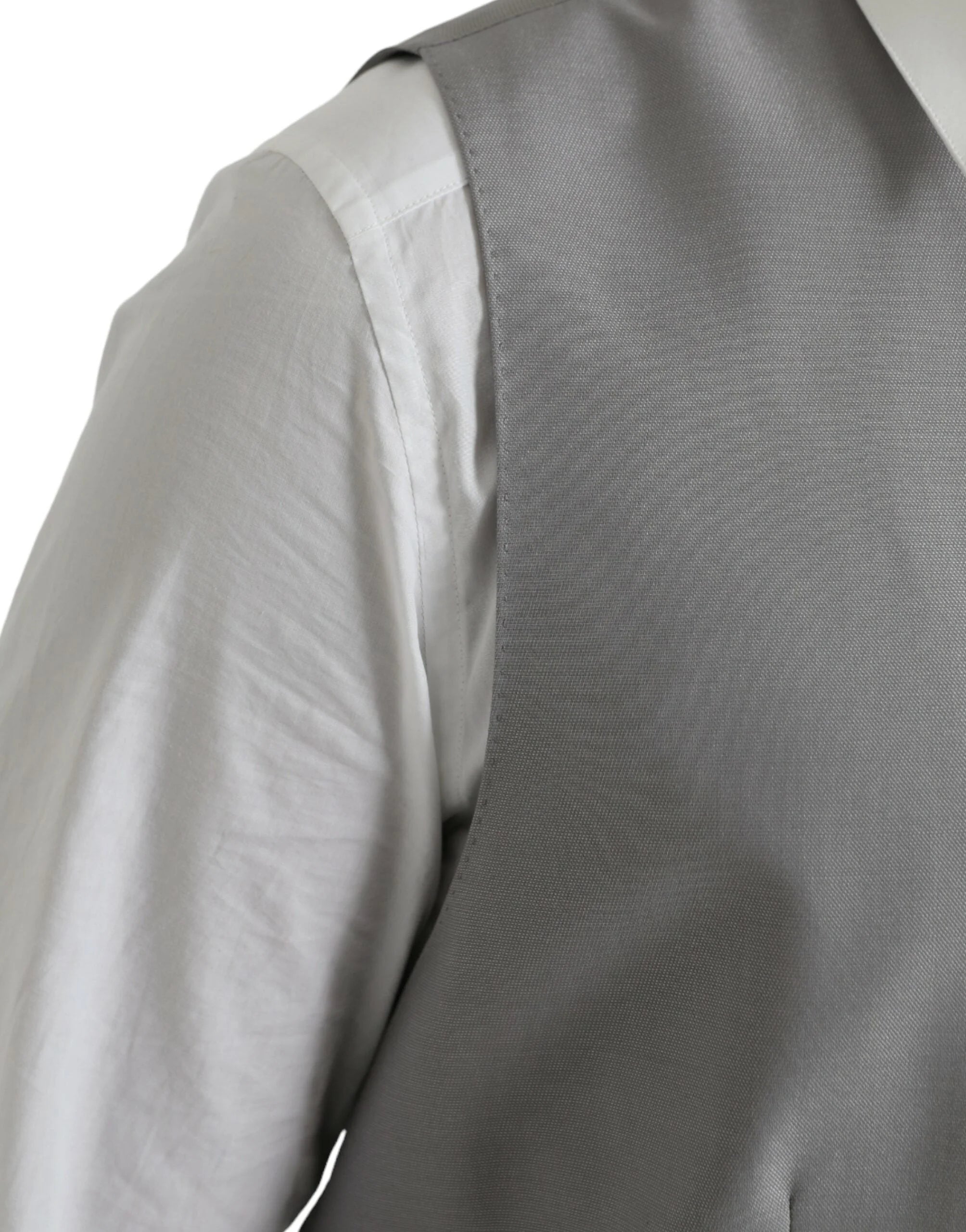 Dolce & Gabbana Light Gray Wool Formal Dress Waistcoat Vest - IT52 | XL - Vests