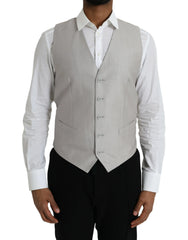 Dolce & Gabbana Light Gray Wool Formal Dress Waistcoat Vest - Vests