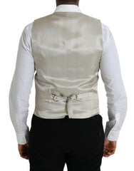 Dolce & Gabbana Light Gray Wool Formal Dress Waistcoat Vest - Vests