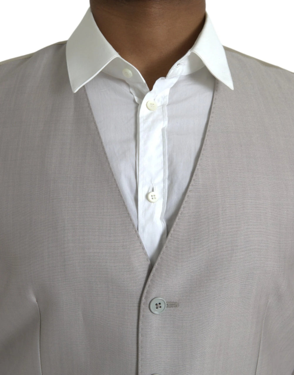 Dolce & Gabbana Light Gray Wool Formal Dress Waistcoat Vest - Vests