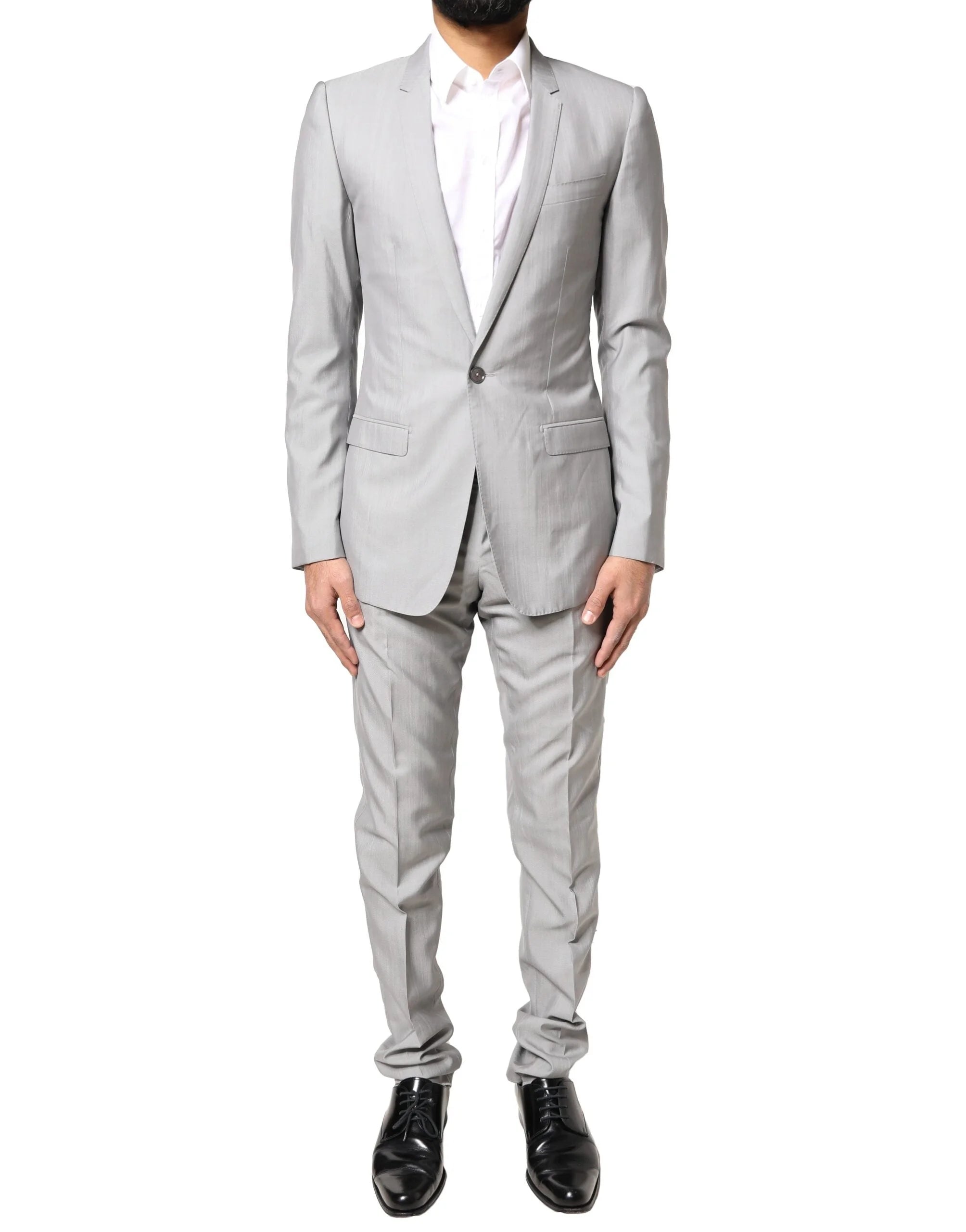 Dolce & Gabbana Light Gray Wool GOLD 2 Piece Formal Suit - IT44 | XS - Pant Suits