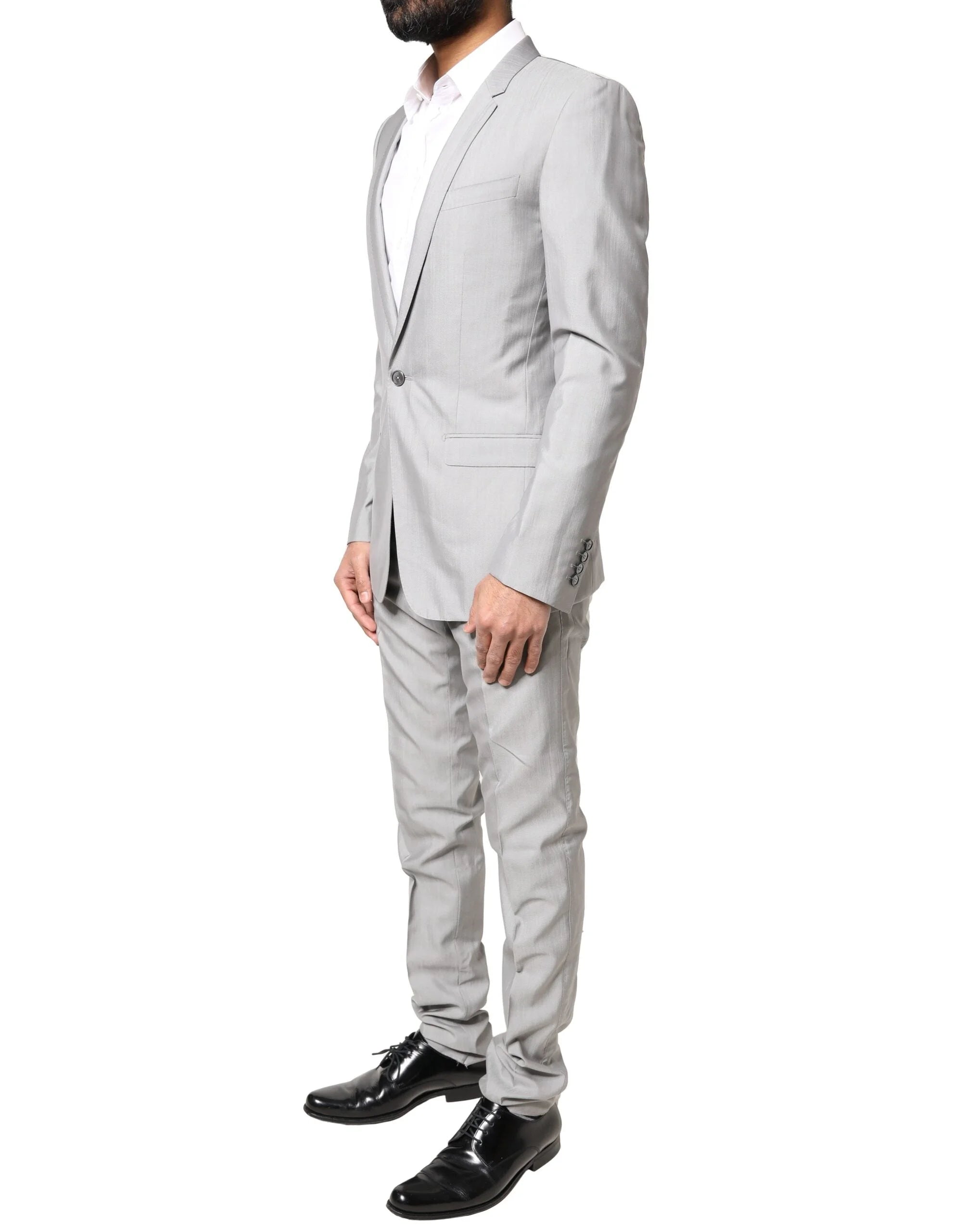 Dolce & Gabbana Light Gray Wool GOLD 2 Piece Formal Suit - IT44 | XS - Pant Suits