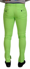 Dolce & Gabbana Light Green Cotton Skinny Men Trousers Pants - IT48 | M