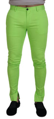 Dolce & Gabbana Light Green Cotton Skinny Men Trousers Pants - IT48 | M
