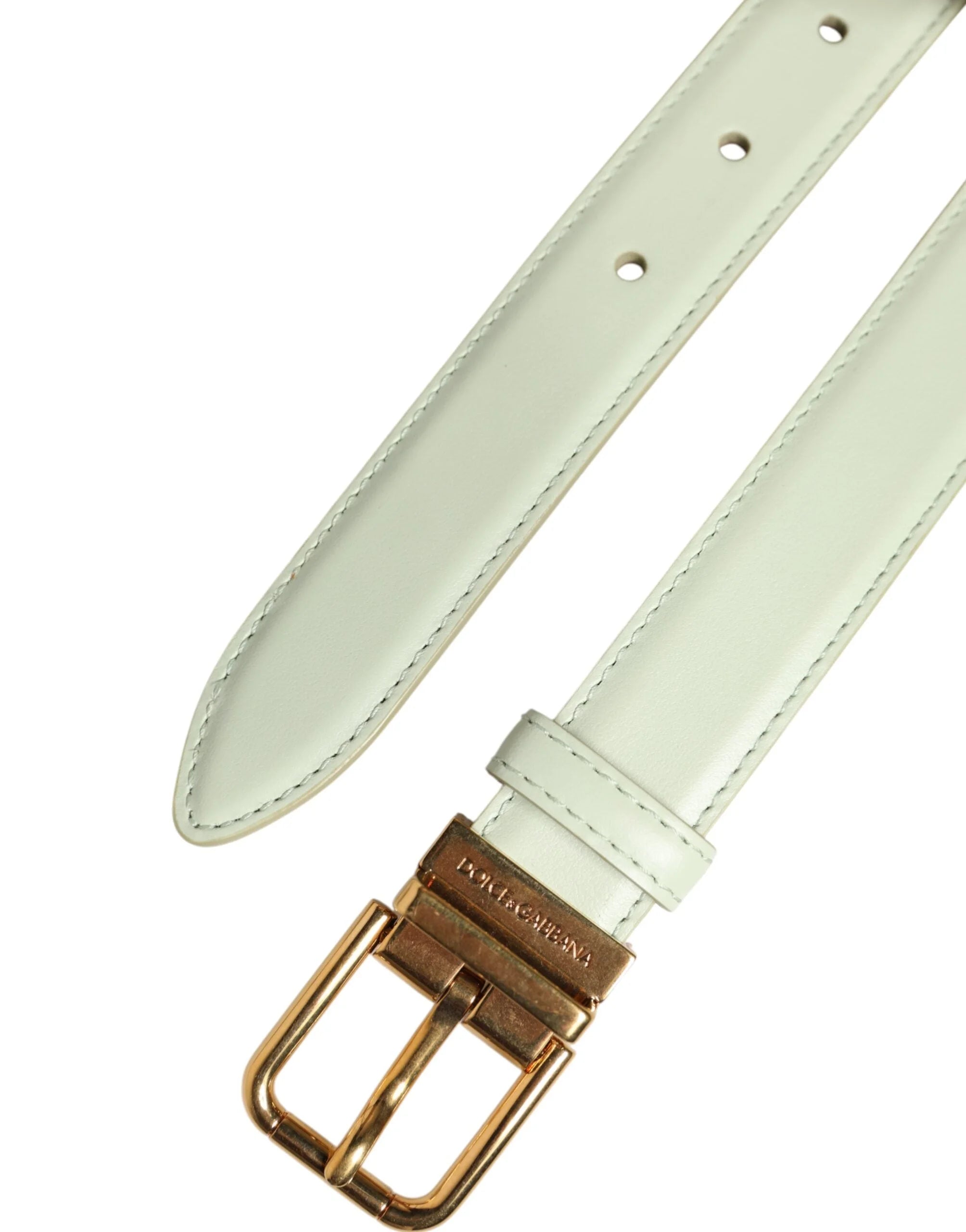 Dolce & Gabbana Light Green Leather Gold Metal Buckle Belt - 75 cm / 29,5 Inches