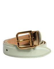 Dolce & Gabbana Light Green Leather Gold Metal Buckle Belt - 75 cm / 29,5 Inches