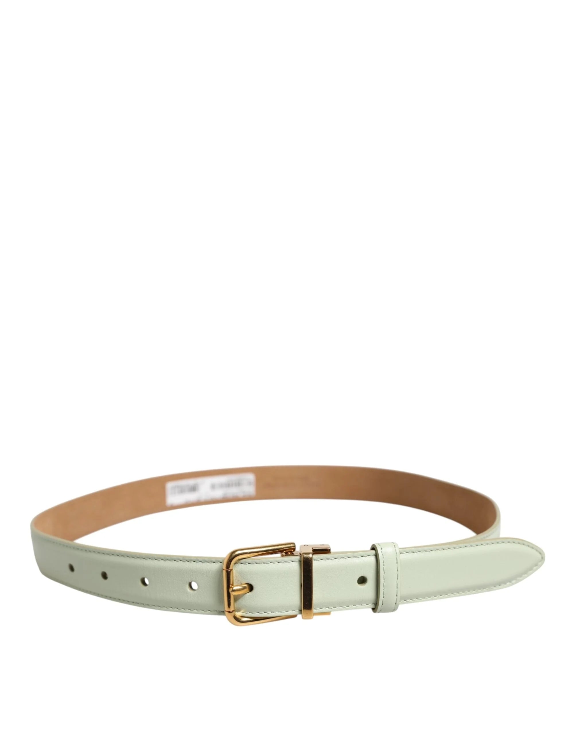 Dolce & Gabbana Light Green Leather Gold Metal Buckle Belt - 75 cm / 29,5 Inches - Belts