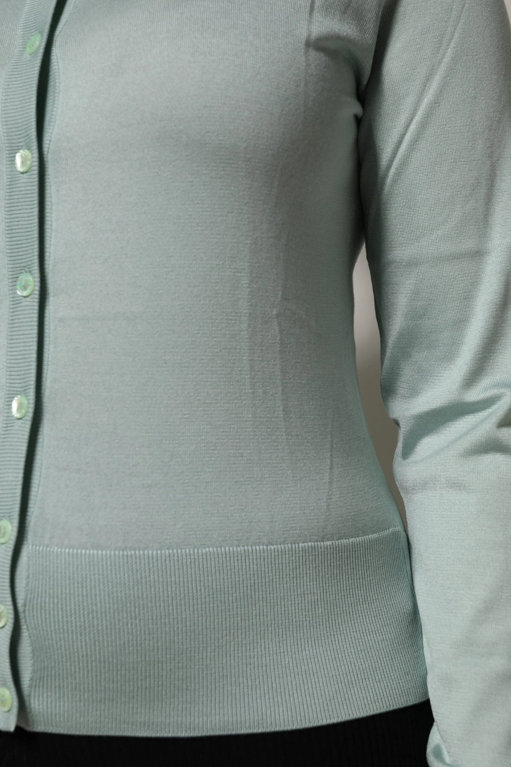 Dolce & Gabbana Light Green Silk Button Down Cardigan Sweater - Cardigans