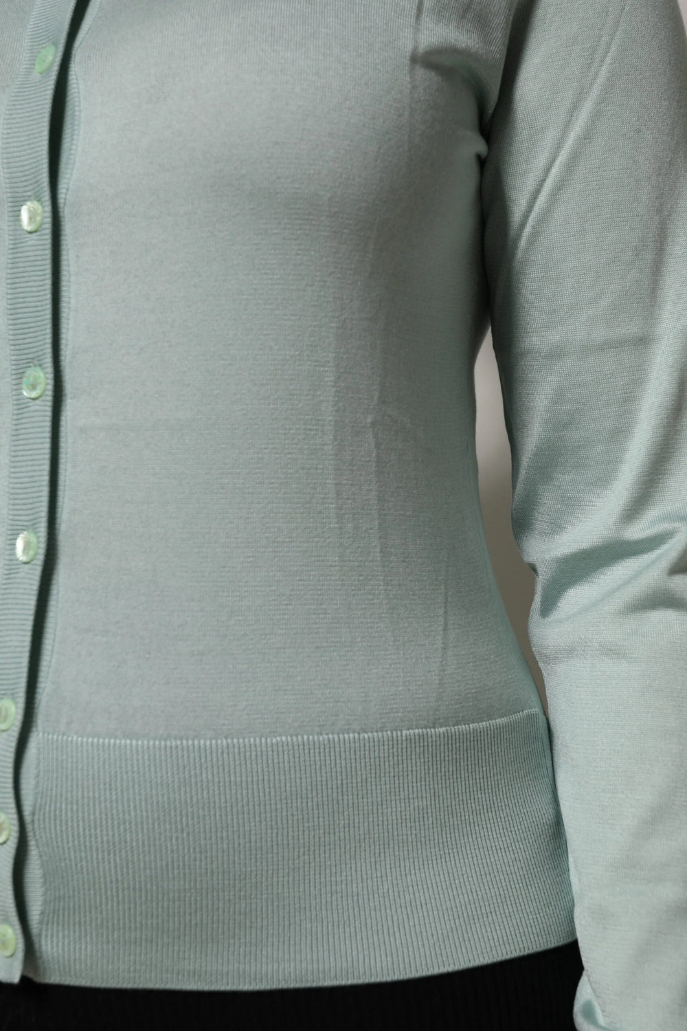 Dolce & Gabbana Light Green Silk Button Down Cardigan Sweater - Cardigans