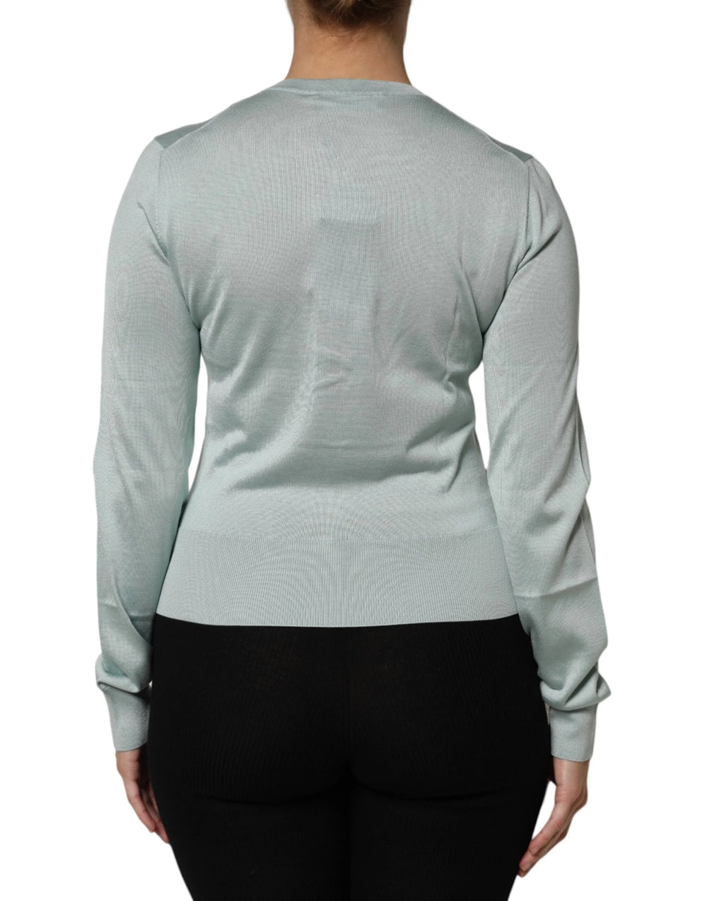 Dolce & Gabbana Light Green Silk Button Down Cardigan Sweater - Cardigans