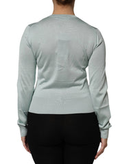 Dolce & Gabbana Light Green Silk Button Down Cardigan Sweater - Cardigans