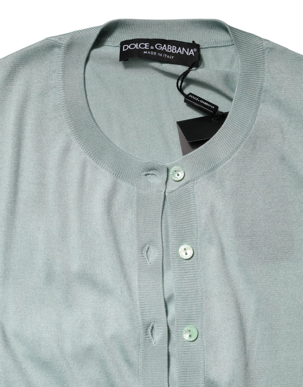 Dolce & Gabbana Light Green Silk Button Down Cardigan Sweater - Cardigans