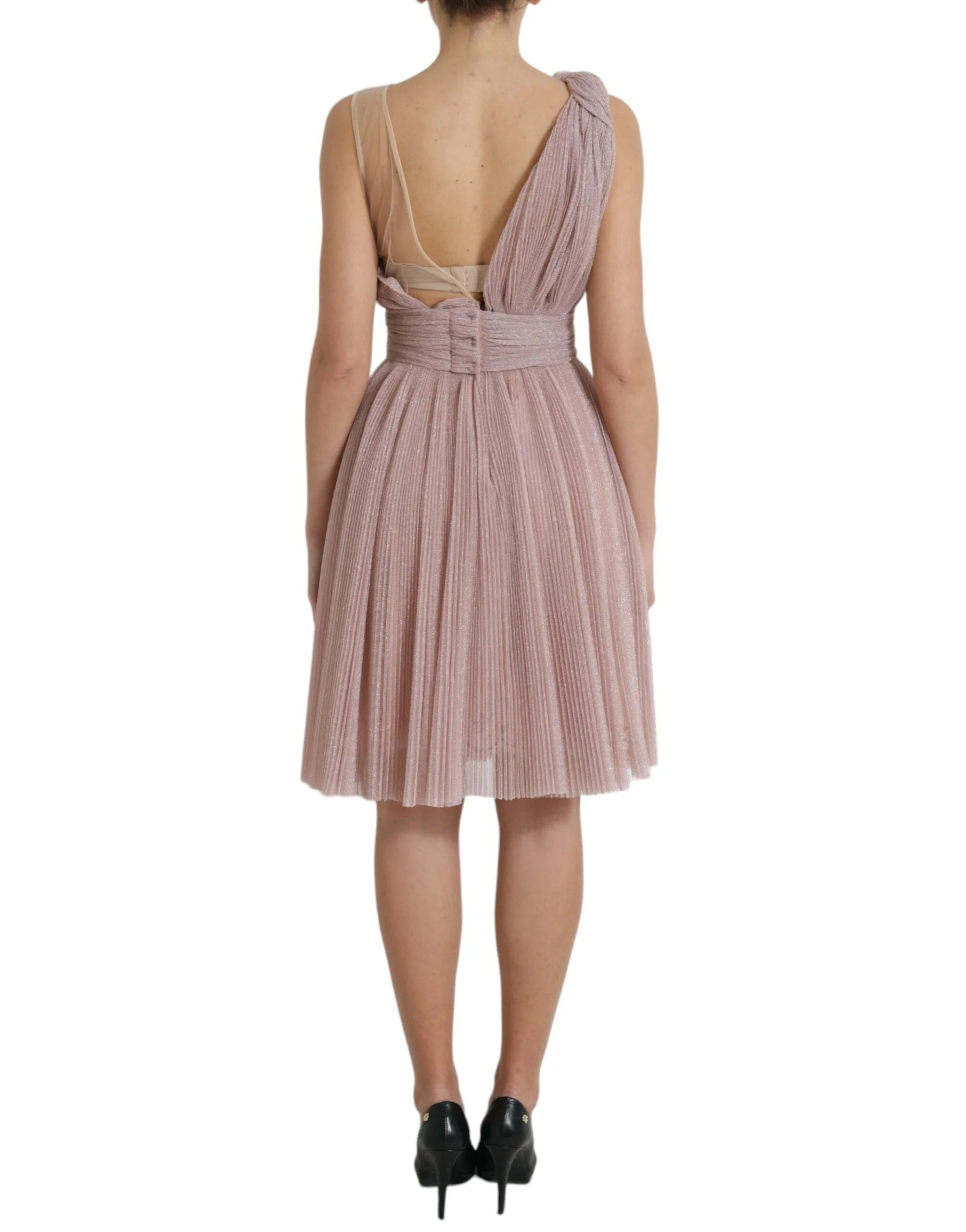 Dolce & Gabbana Light Lilac Pleated Lame Tulle One Shoulder Dress - IT42|M - Dresses