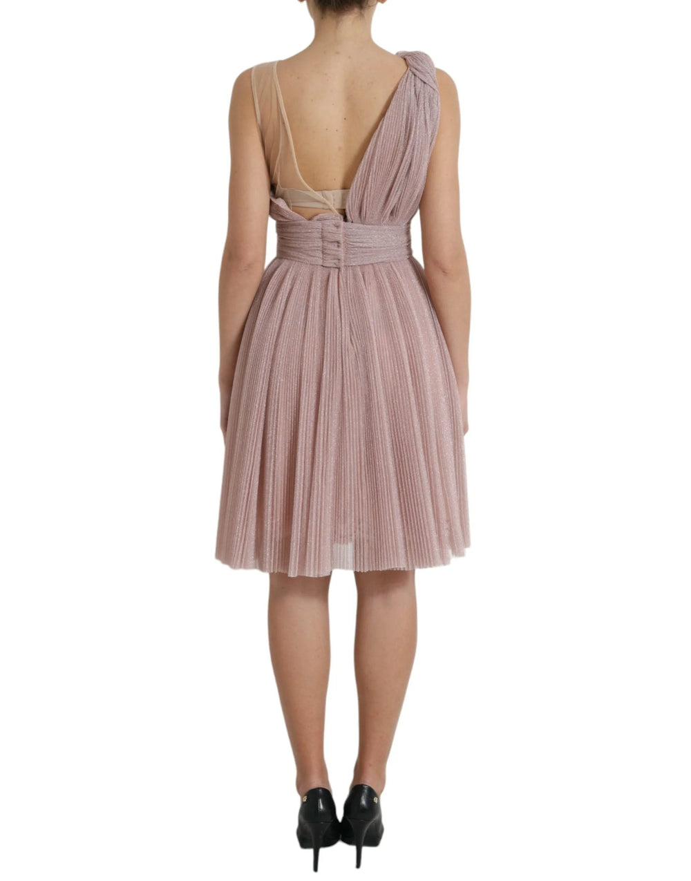 Dolce & Gabbana Light Lilac Pleated Lame Tulle One Shoulder Dress - IT42|M - Dresses