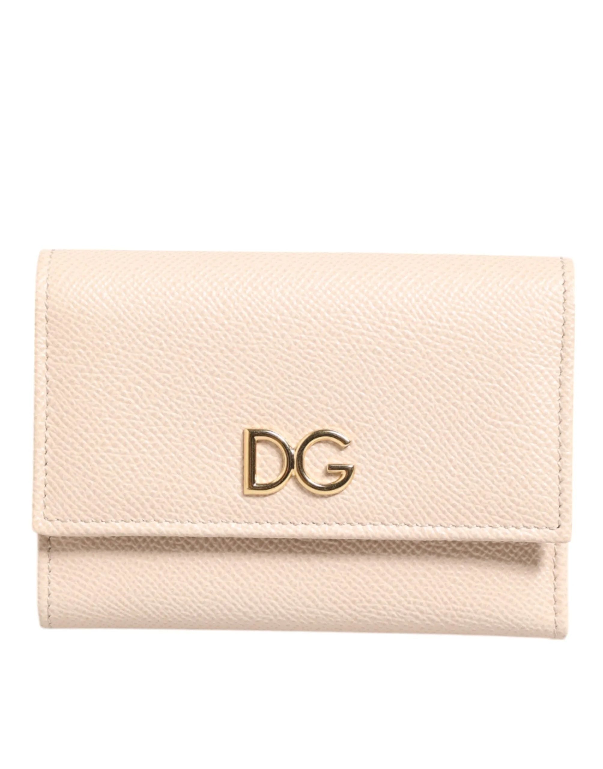 Dolce & Gabbana Light Pink Calf Leather DG Logo French Flap Wallet