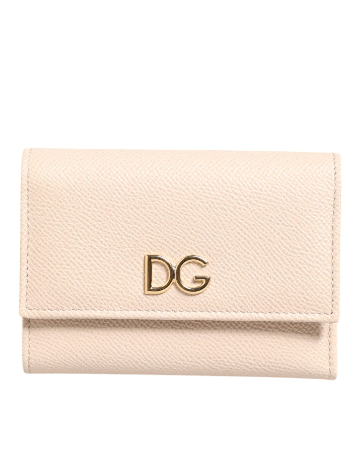 Dolce & Gabbana Light Pink Calf Leather DG Logo French Flap Wallet