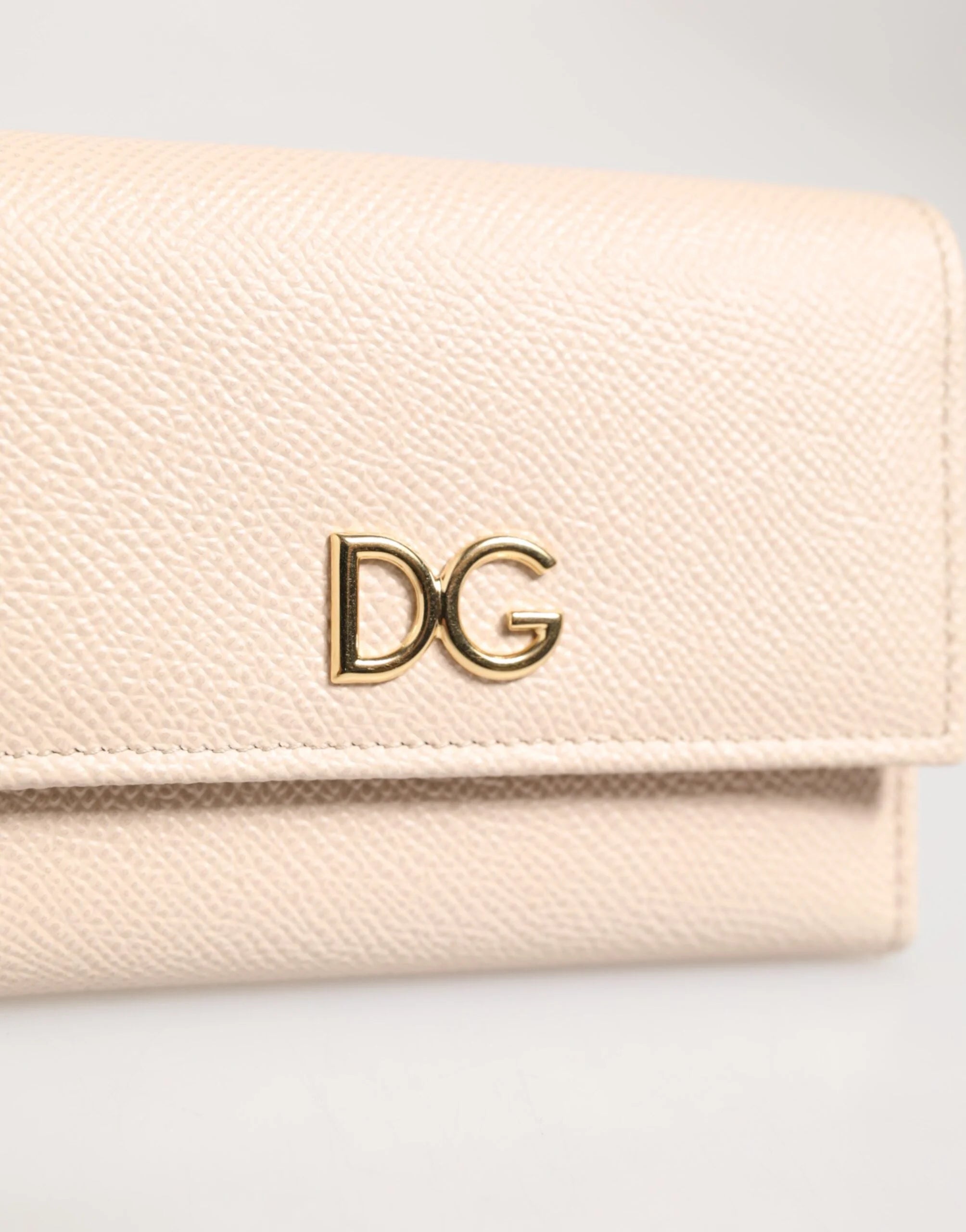 Dolce & Gabbana Light Pink Calf Leather DG Logo French Flap Wallet